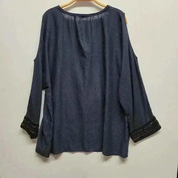 Soft Surroundings navy blue cold shoulder blouse sz 2X - Picture 2 of 6